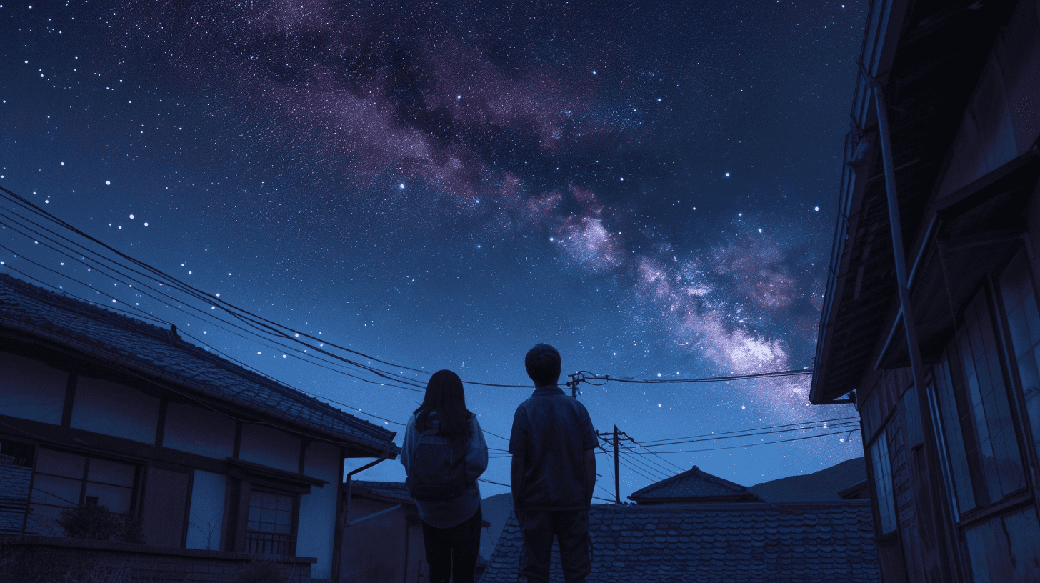 Mladi par pogled u nebo noc